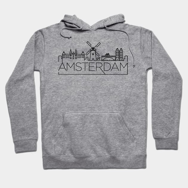 Amsterdam Skyline Line Art Hoodie by Hetsters Designs